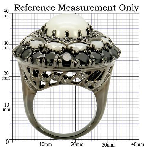MA0W213 - Ruthenium Brass Ring with Milky CZ  in White