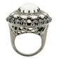 MA0W213 - Ruthenium Brass Ring with Milky CZ  in White
