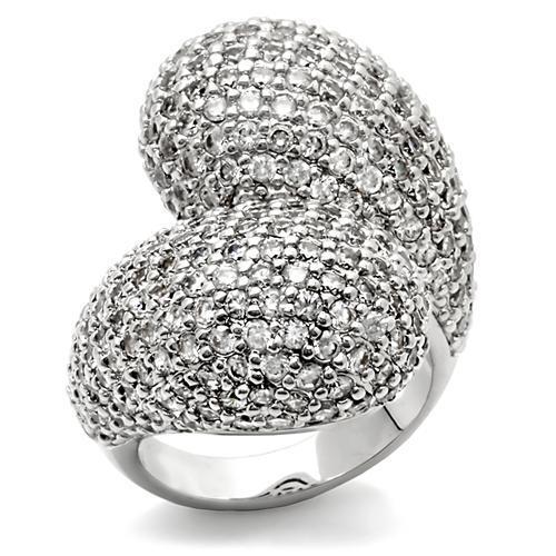 MA0W216 - Rhodium Brass Ring with AAA Grade CZ  in Clear