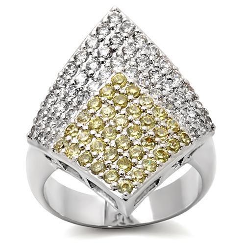 MA0W220 Rhodium Brass Ring with AAA Grade CZ in Topaz