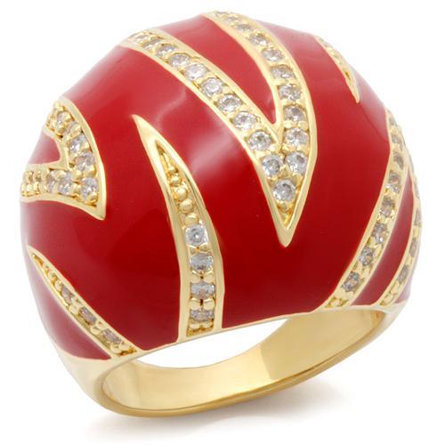 MA0W229 - Gold Brass Ring with AAA Grade CZ  in Clear