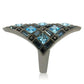 MA0W235 - Ruthenium Brass Ring with Top Grade Crystal  in Sea Blue