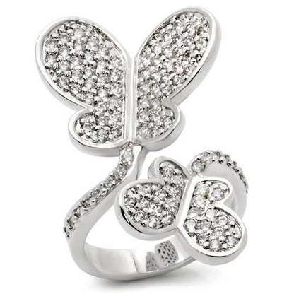 MA0W237 - Rhodium Brass Ring with AAA Grade CZ  in Clear