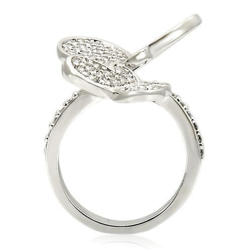 MA0W237 - Rhodium Brass Ring with AAA Grade CZ  in Clear