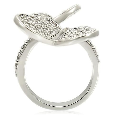 MA0W237 - Rhodium Brass Ring with AAA Grade CZ  in Clear