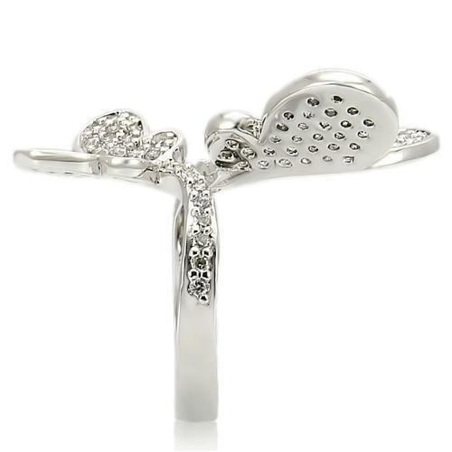 MA0W237 - Rhodium Brass Ring with AAA Grade CZ  in Clear