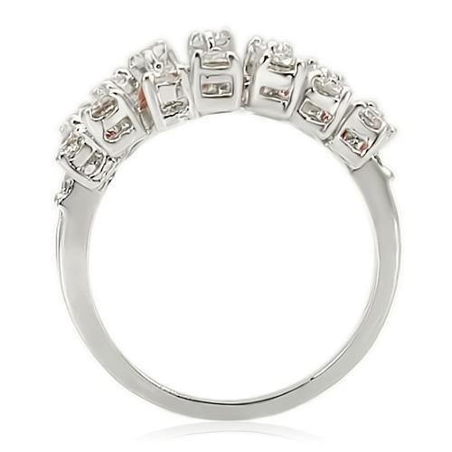 MA0W241 - Rhodium Brass Ring with AAA Grade CZ  in Clear
