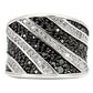 MA0W242 - Rhodium + Ruthenium Brass Ring with AAA Grade CZ  in Jet