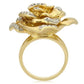 MA0W250 - Matte Gold & Rhodium Brass Ring with AAA Grade CZ  in Clear