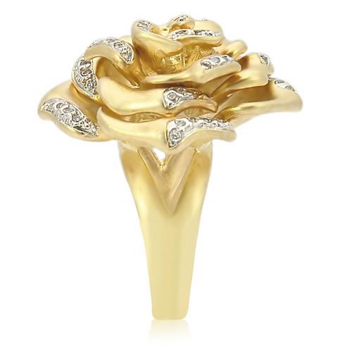 MA0W250 - Matte Gold & Rhodium Brass Ring with AAA Grade CZ  in Clear