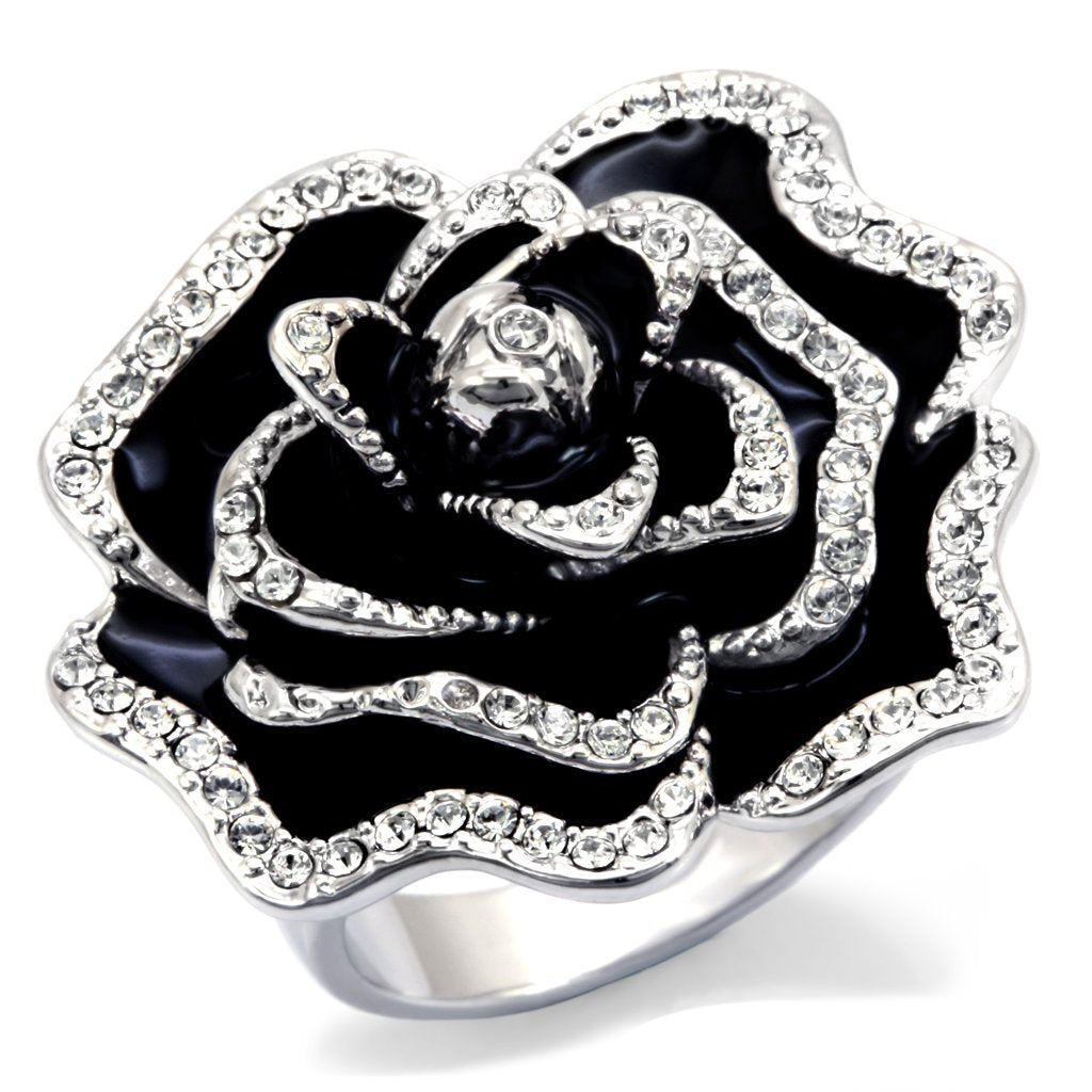 MA0W252 - Rhodium Brass Ring with Top Grade Crystal  in Clear