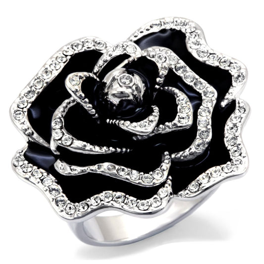 MA0W252 - Rhodium Brass Ring with Top Grade Crystal  in Clear
