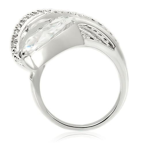 MA0W253 - Rhodium Brass Ring with AAA Grade CZ  in Clear