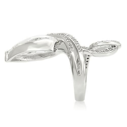 MA0W253 - Rhodium Brass Ring with AAA Grade CZ  in Clear
