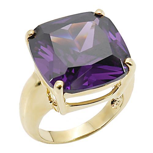MA0W256 - Gold Brass Ring with AAA Grade CZ  in Amethyst