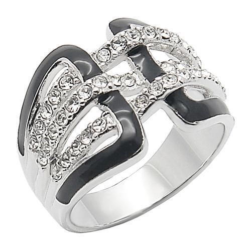 MA0W258 - Rhodium Brass Ring with AAA Grade CZ  in Clear