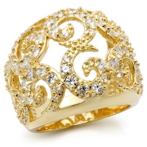 MA0W274 - Gold Brass Ring with AAA Grade CZ  in Clear