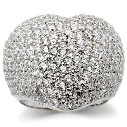 MA0W276 - Rhodium Brass Ring with AAA Grade CZ  in Clear
