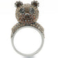 MA0W279 - Ruthenium Brass Ring with Top Grade Crystal  in Multi Color