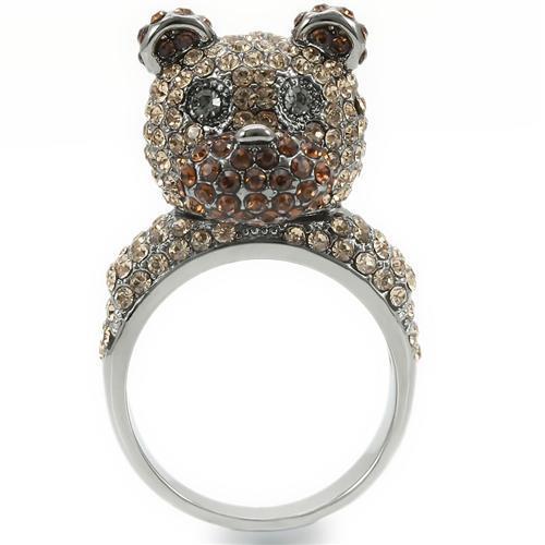MA0W279 - Ruthenium Brass Ring with Top Grade Crystal  in Multi Color
