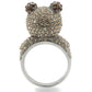 MA0W279 - Ruthenium Brass Ring with Top Grade Crystal  in Multi Color