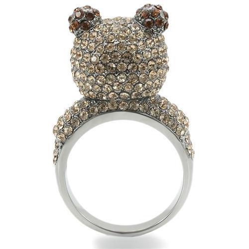 MA0W279 - Ruthenium Brass Ring with Top Grade Crystal  in Multi Color