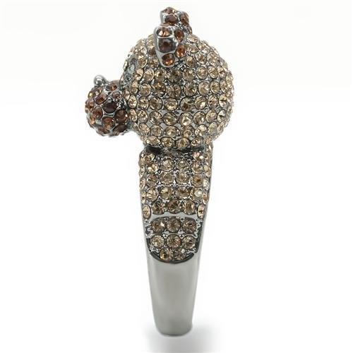 MA0W279 - Ruthenium Brass Ring with Top Grade Crystal  in Multi Color