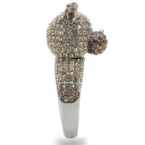 MA0W279 - Ruthenium Brass Ring with Top Grade Crystal  in Multi Color