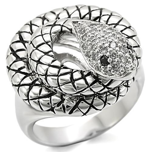MA0W281 - Rhodium Brass Ring with AAA Grade CZ  in Jet