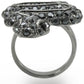 MA0W282 - Ruthenium Brass Ring with Top Grade Crystal  in Jet