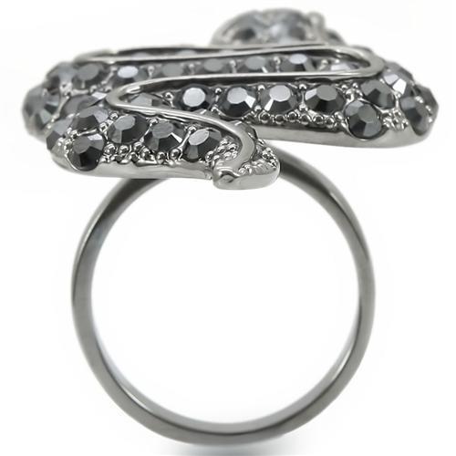 MA0W282 - Ruthenium Brass Ring with Top Grade Crystal  in Jet