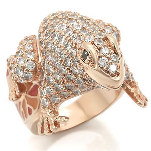 MA0W283 - Rose Gold Brass Ring with AAA Grade CZ  in Jet