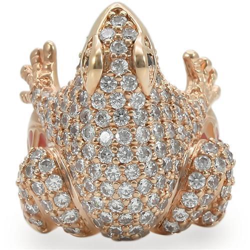 MA0W283 - Rose Gold Brass Ring with AAA Grade CZ  in Jet