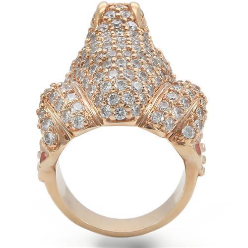 MA0W283 - Rose Gold Brass Ring with AAA Grade CZ  in Jet