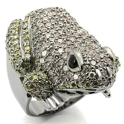 MA0W284 - Ruthenium Brass Ring with AAA Grade CZ  in Multi Color