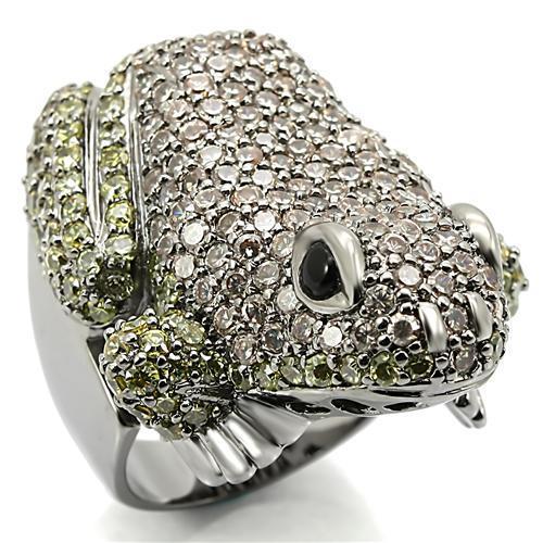 MA0W284 - Ruthenium Brass Ring with AAA Grade CZ  in Multi Color