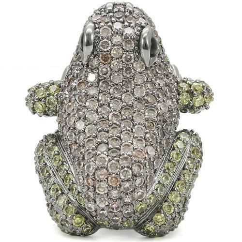 MA0W284 - Ruthenium Brass Ring with AAA Grade CZ  in Multi Color