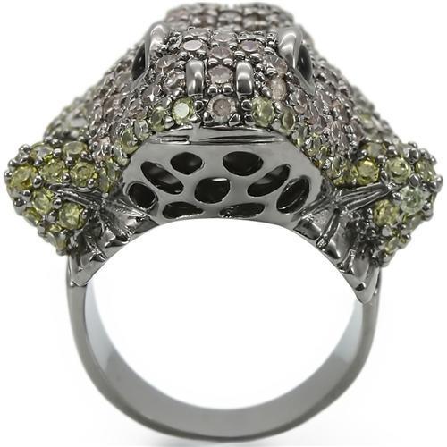 MA0W284 - Ruthenium Brass Ring with AAA Grade CZ  in Multi Color