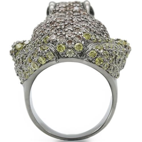 MA0W284 - Ruthenium Brass Ring with AAA Grade CZ  in Multi Color