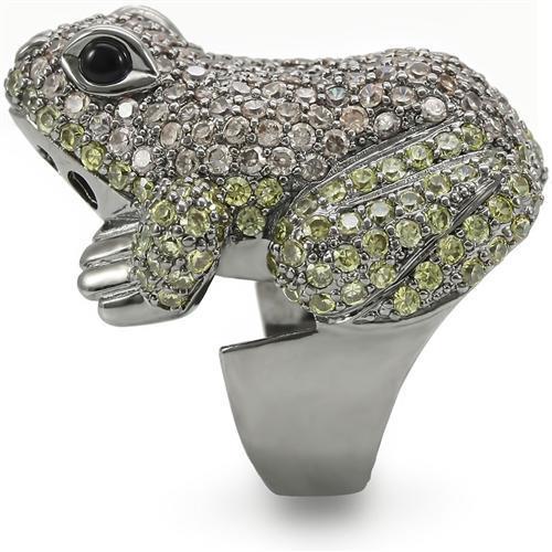 MA0W284 - Ruthenium Brass Ring with AAA Grade CZ  in Multi Color