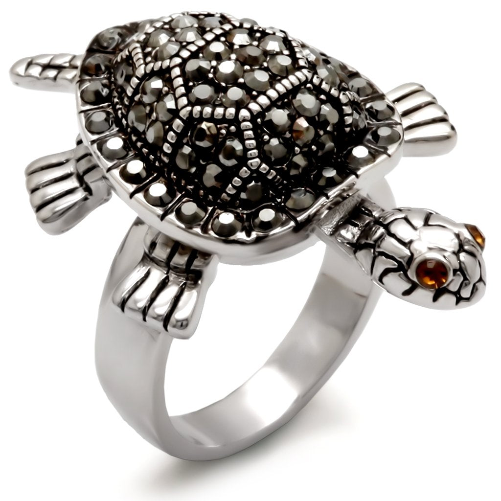 MA0W285 - Rhodium Brass Ring with Top Grade Crystal  in Multi Color