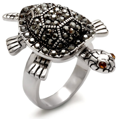 MA0W285 - Rhodium Brass Ring with Top Grade Crystal  in Multi Color