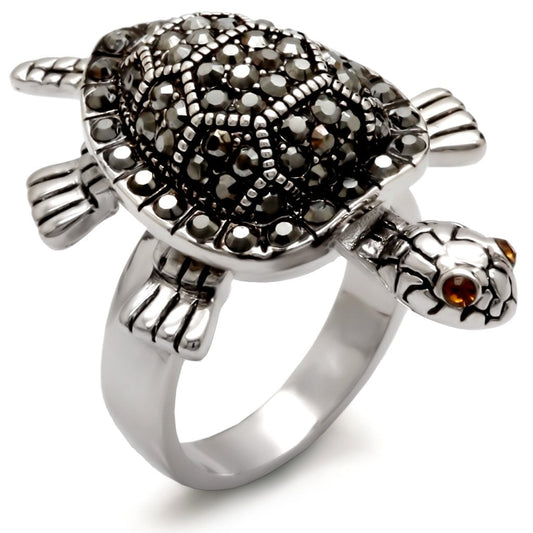MA0W285 - Rhodium Brass Ring with Top Grade Crystal  in Multi Color
