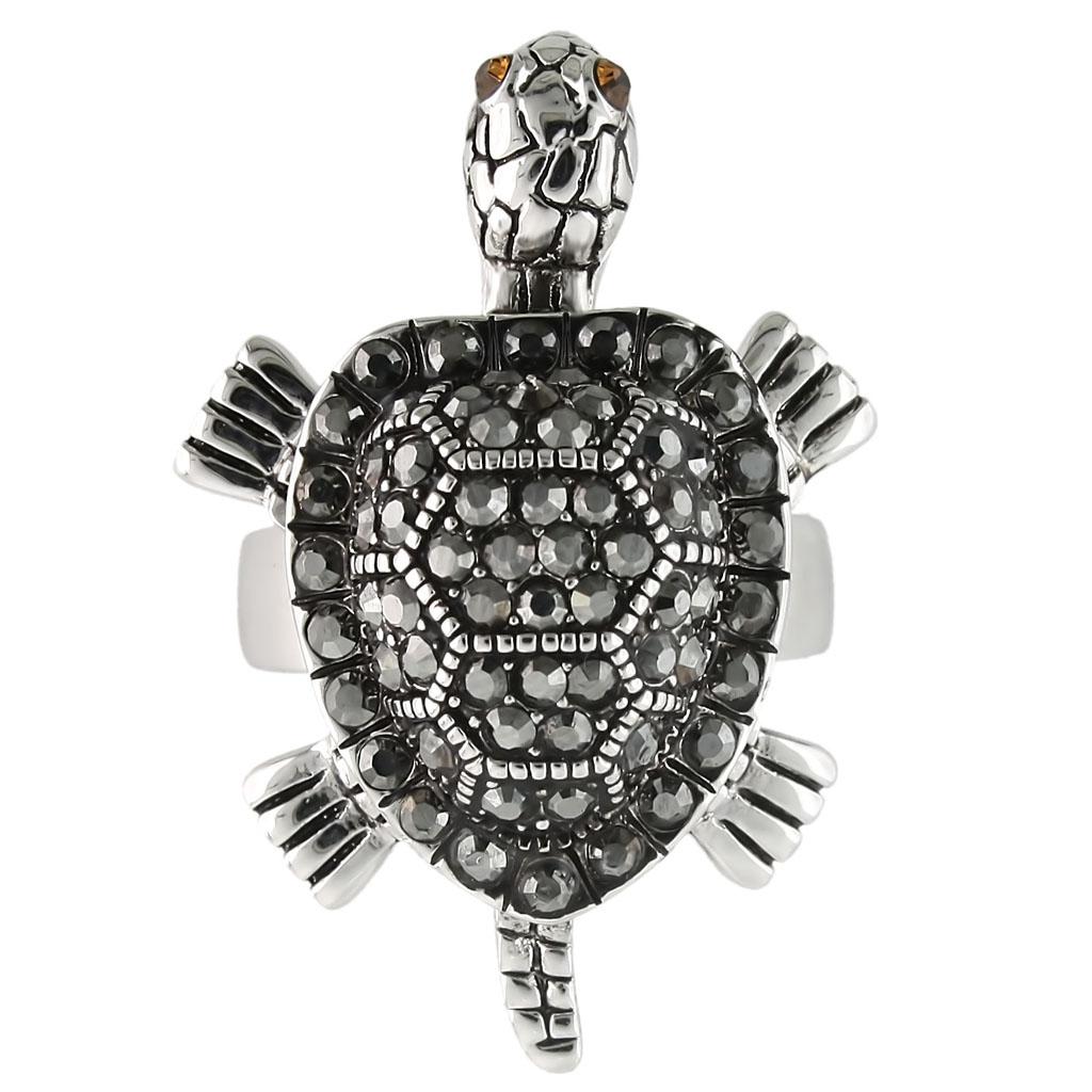 MA0W285 - Rhodium Brass Ring with Top Grade Crystal  in Multi Color