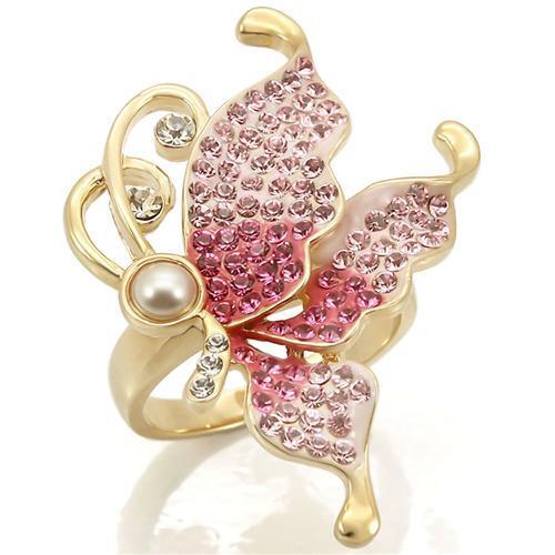 MA0W289 - Gold Brass Ring with Top Grade Crystal  in Multi Color