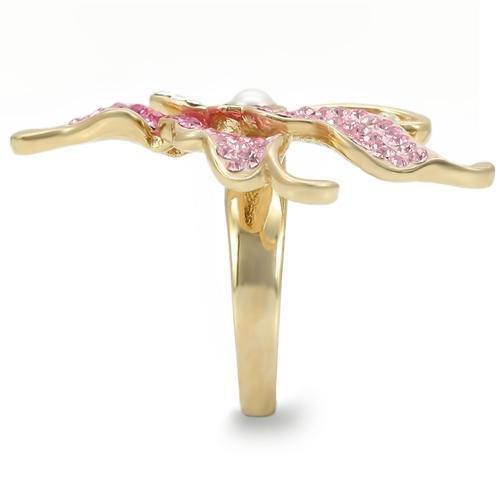MA0W289 - Gold Brass Ring with Top Grade Crystal  in Multi Color