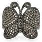 MA0W290 - Ruthenium Brass Ring with AAA Grade CZ  in Champagne