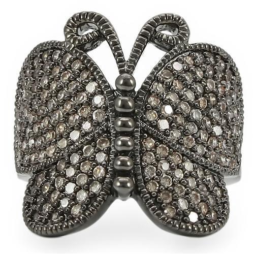 MA0W290 - Ruthenium Brass Ring with AAA Grade CZ  in Champagne