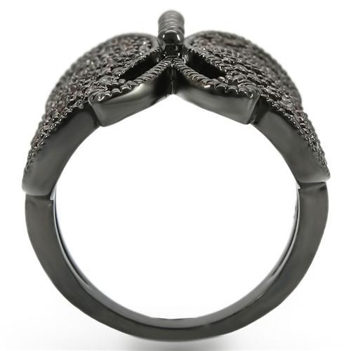 MA0W290 - Ruthenium Brass Ring with AAA Grade CZ  in Champagne