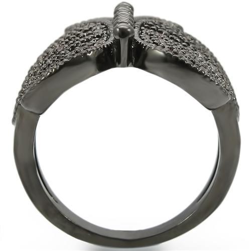 MA0W290 - Ruthenium Brass Ring with AAA Grade CZ  in Champagne